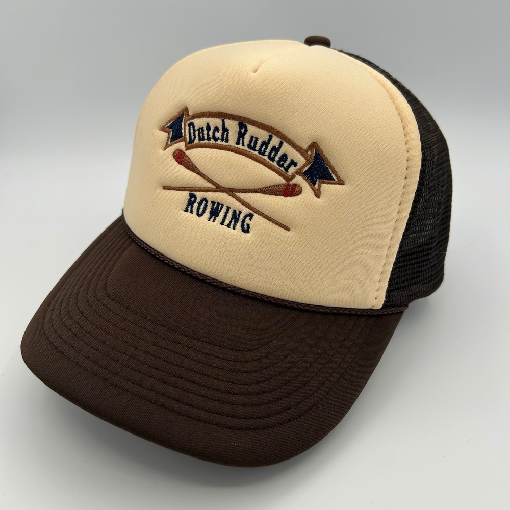 Dutch Rudder Rowing Nissun Trucker Hat Unisex OSFM Brown Tan Retro Mesh
